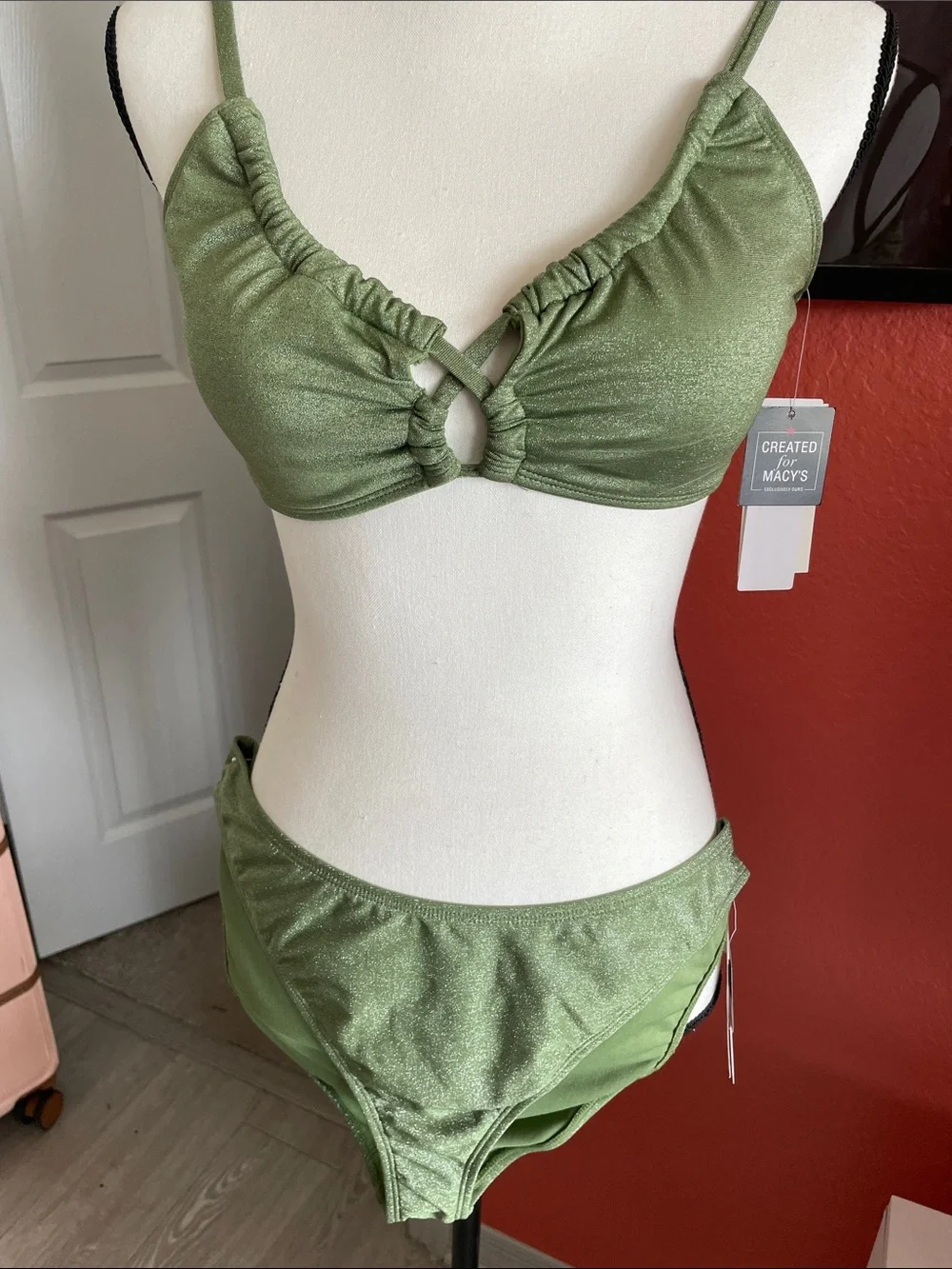 Salt + Cove Olive Shimmer Bikini Top